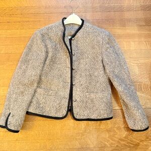 Gray/Brown Wool Jacket with Black Trim